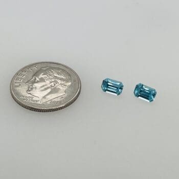 Blue Zircon - Pair loose with dime for scale